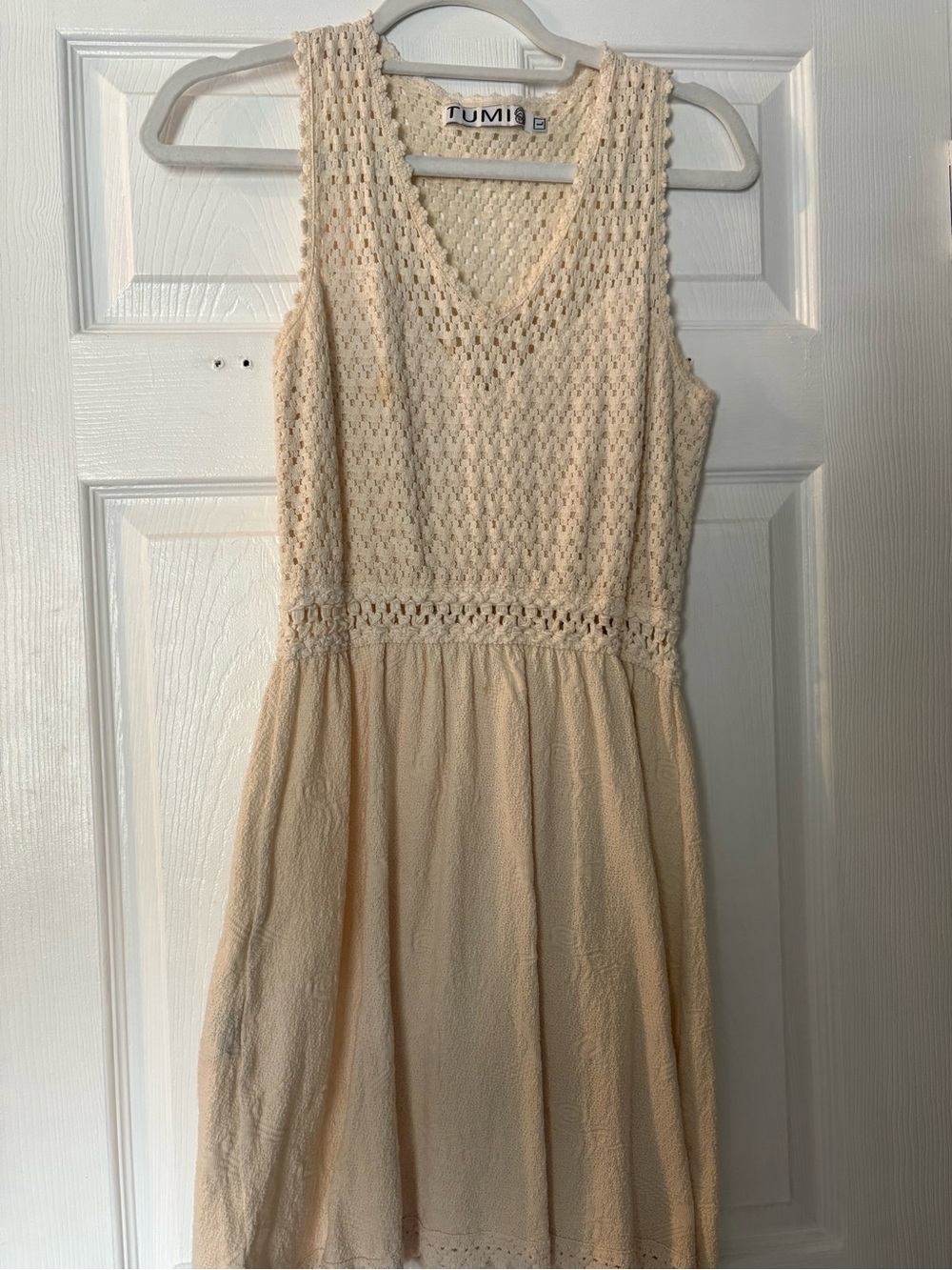 Tumi Cream Crochet Midi Dress